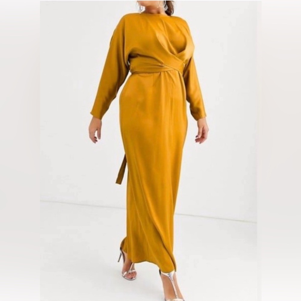 ASOS Mustard Long Sleeve Dress